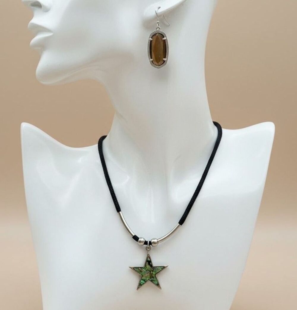 Abalone Shell Earrings Vintage Star Shell Pendant Necklace Set Lot